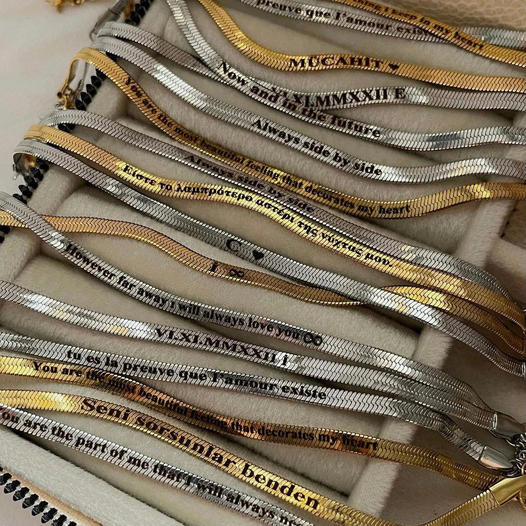 Yazılı İtalyan Çift Bilekliği(2 Adet)