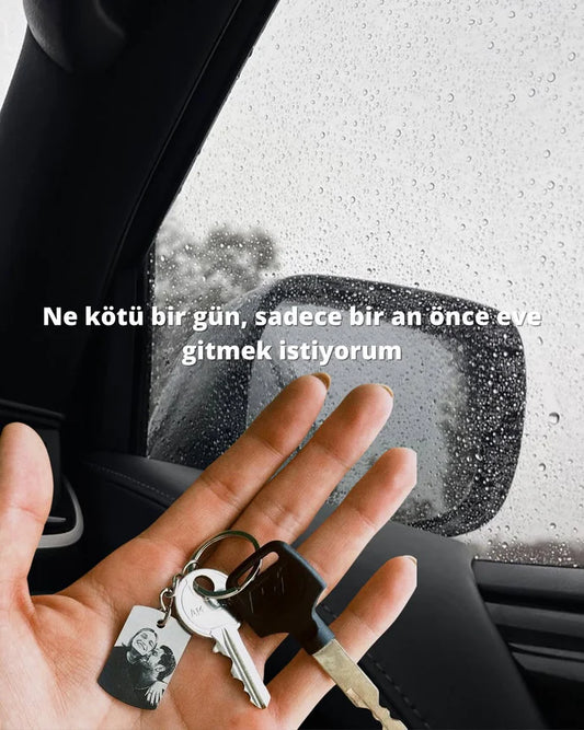 Kişiye Özel Dikdörtgen Fotoğraflı Anahtarlık