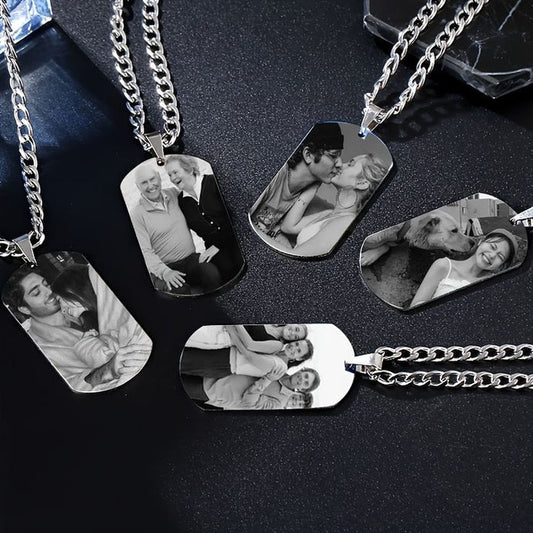 Kişiye Özel Dikdörtgen Fotoğraflı Kolye